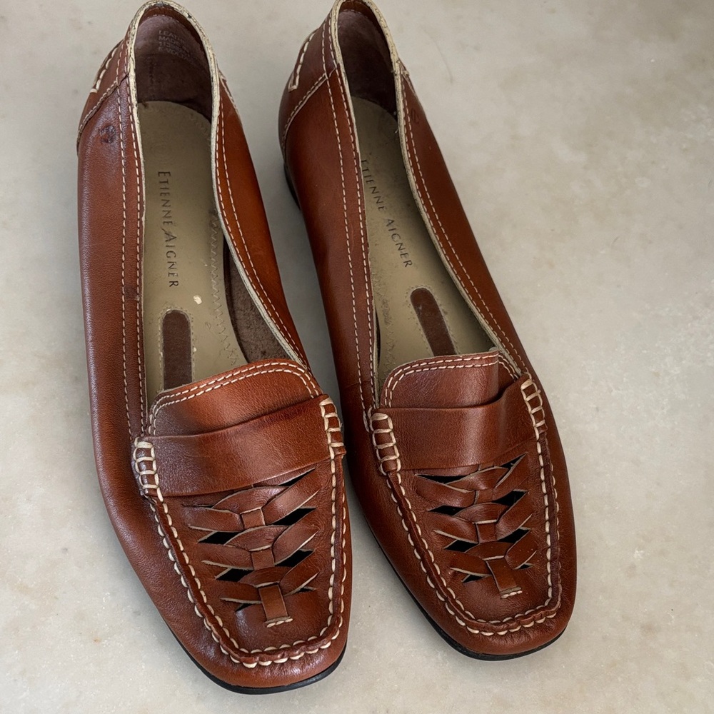 Etienne Aigner Women's Tan Woven Loafers